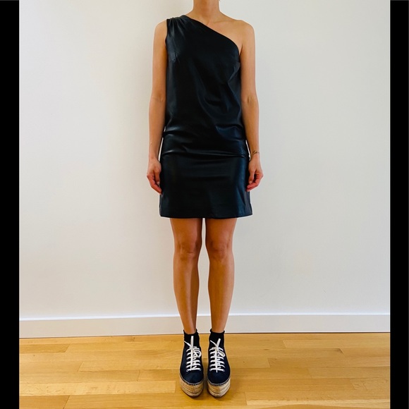 Gat  Rimon Asymmetrical Leather Dress - Picture 1 of 4